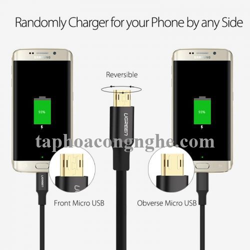 Ugreen 30854 0.5M màu Hồng Cáp sạc truyền dữ liệu USB 2.0 sang MICRO USB dây bọc nhựa PVC US223 30030854